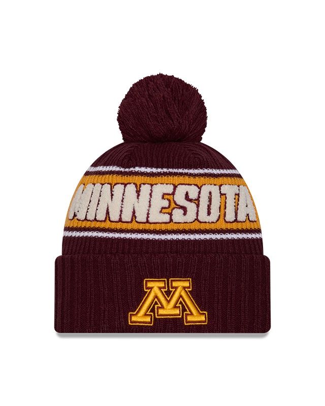 New Era College Football Sport Pom Knit Hat Gold Country